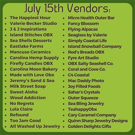 July 15 First Flight Farmers Market Vendors