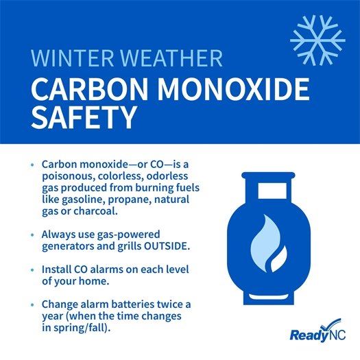 Winter Weather and Carbon Monoxide Safety Tips Graphic