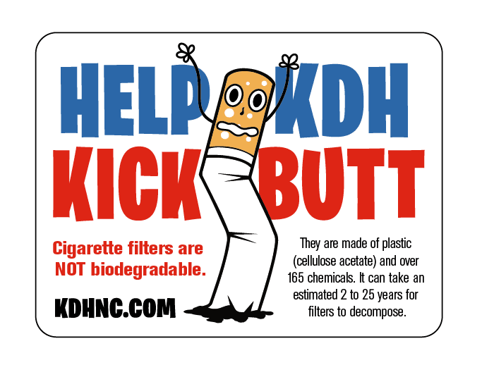 Sticker encouraging people not to litter cigarette butts