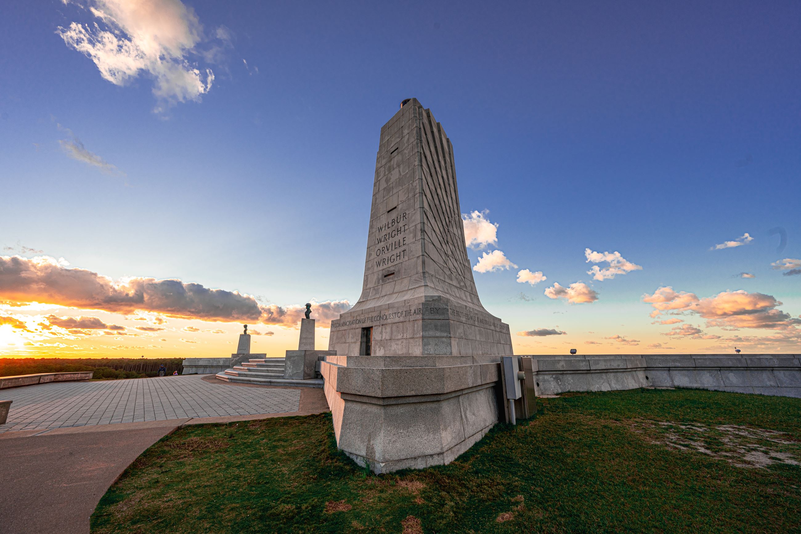 Wright Brothers Monument at Sunset