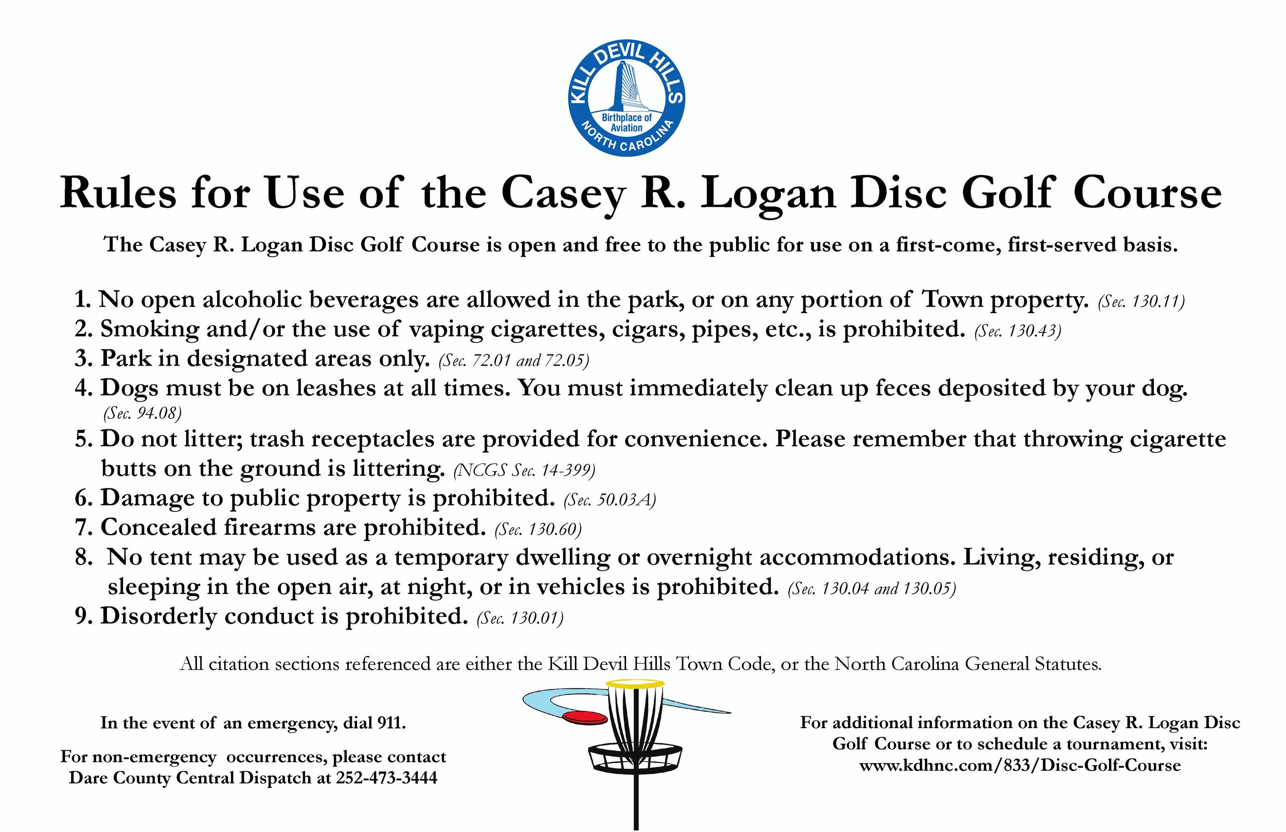 Rules of the disc golf course