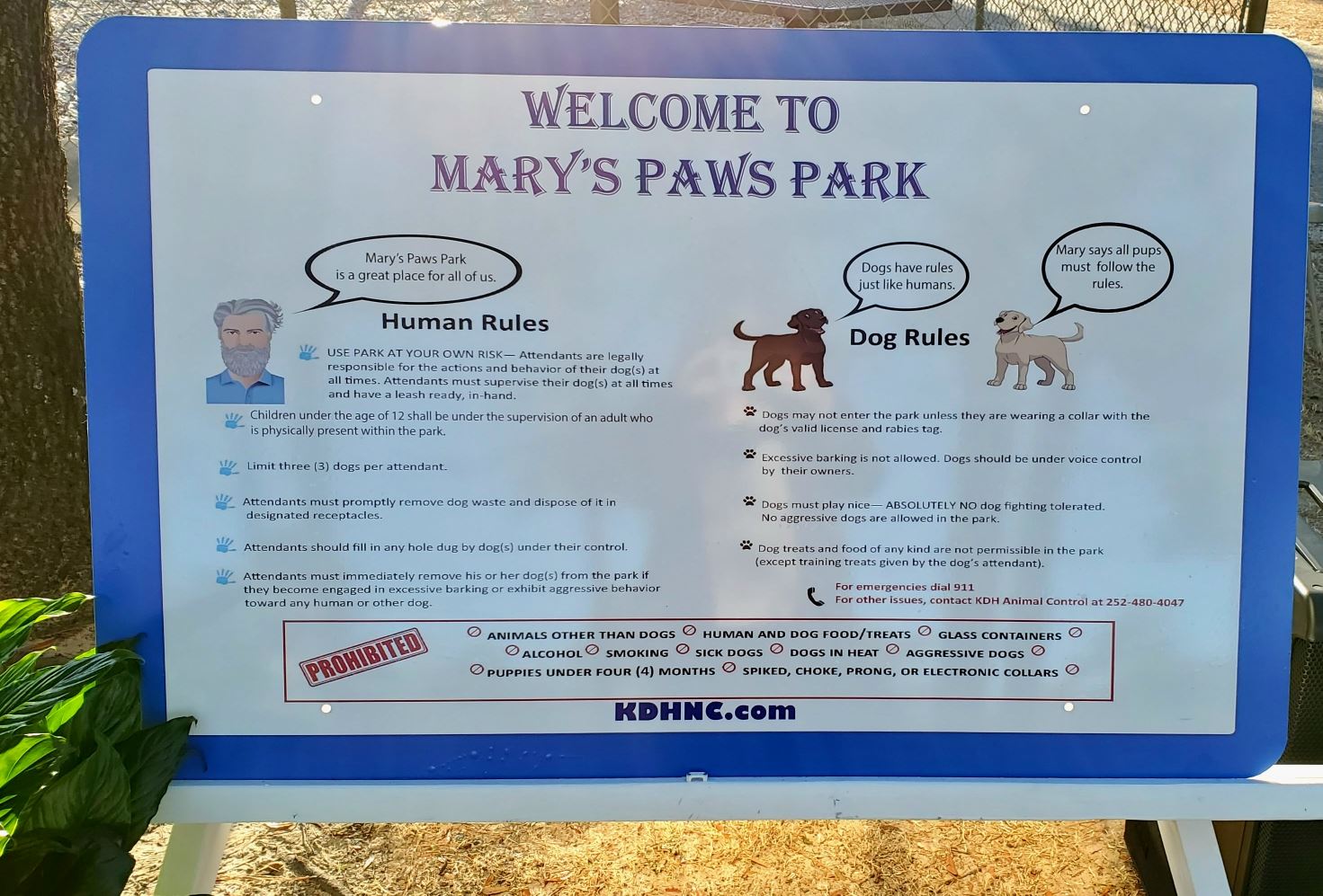 Mary's Paws Park - dog park rules for humans and dogs